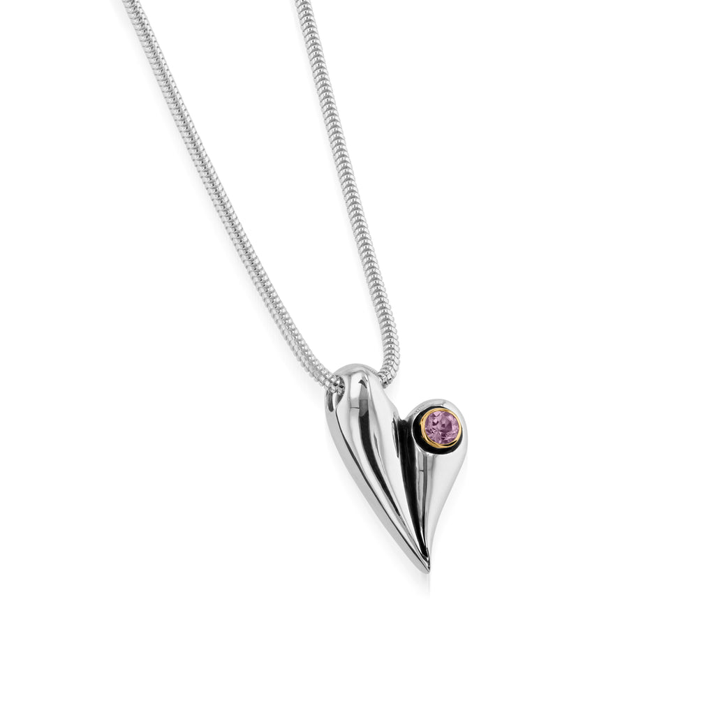 Birthstone Heart Necklace with Engraved Names | Al Qismat Jewelry
